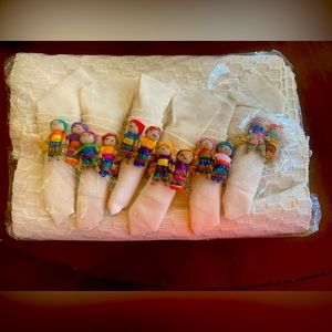 Set of 6 placemats with napkins and napkin ring. Guatemalan hand embroidered.